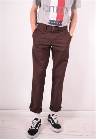 DICKIES MENS VINTAGE TROUSERS W31 L32 BROWN 90S