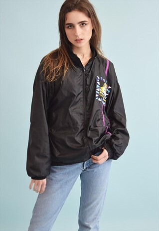 90'S RETRO ATHLEISURE BOMBER OVERSIZED SHELL JACKET