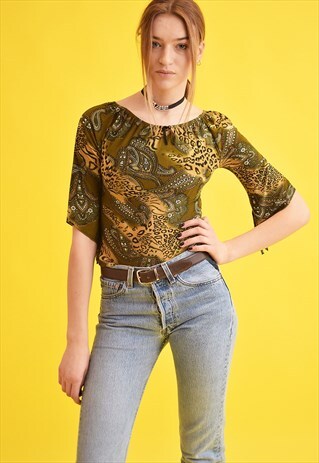 90'S RETRO PAISLEY PRINT KITSCH TEEN PARTY TOP