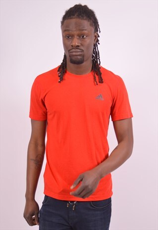 ADIDAS MENS VINTAGE T-SHIRT TOP MEDIUM RED 90S