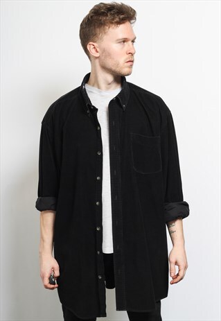VINTAGE CORDUROY CORD SHIRT BLACK