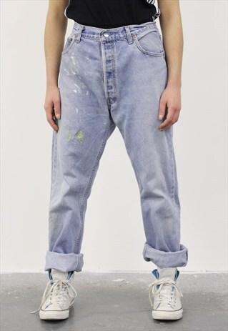VINTAGE LEVI'S 501 BLUE PAINT MOM JEANS