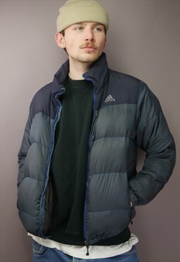 Vintage Adidas Puffer Jacket in Blue with Logo