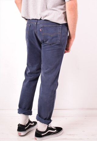 LEVI'S MENS VINTAGE JEANS W34 L32 NAVY BLUE 90S