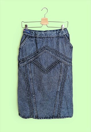 Vintage 80's 90's LALELI Acidwash Denim Skirt High Waist