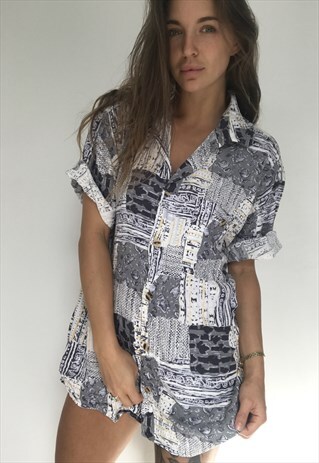 PATTERNED OVERSIZED RETRO VINTAGE UNISEX FESTIVAL SHIRT