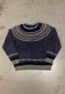 Abstract Knitted Jumper Funky Patterned Grandad Knit