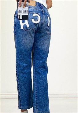 Y2K Richmond Denim Jeans With Back Text Logo Medium Wash