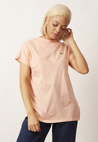 VINTAGE HIGH NECK SALMON PINK LACOSTE T-SHIRT