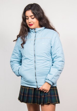 NIKE VINTAGE 90'S REVERSIBLE BLUE & CREAM COAT JACKET