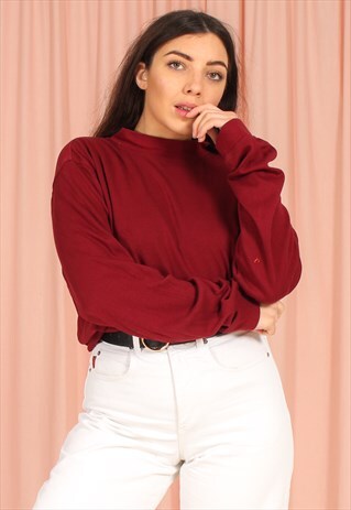 VINTAGE 90S TURTLE NECK JUMPER IN MAROON