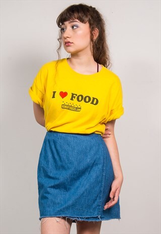 90'S BLUE DENIM HIGH WAIST FRAYED HEM WRAP MINI SKIRT