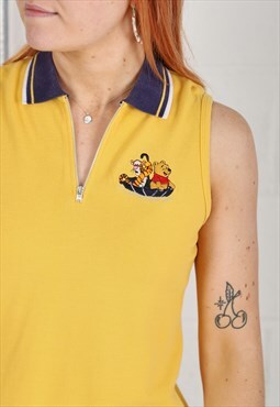 Vintage Disney Winnie the Pooh Vest Top in Yellow Small
