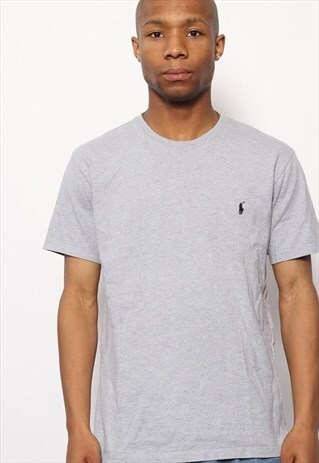 VINTAGE POLO RALPH LAUREN LOGO T-SHIRT GREY