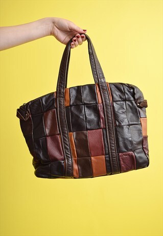 90'S RETRO PATCHWORK LEATHER HANDBAG