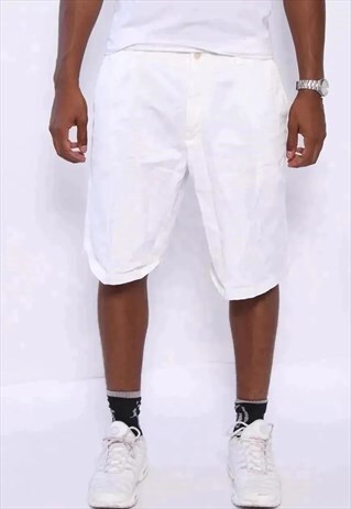 VINTAGE PAUL AND SHARK LOGO COTTON SHORTS WHITE