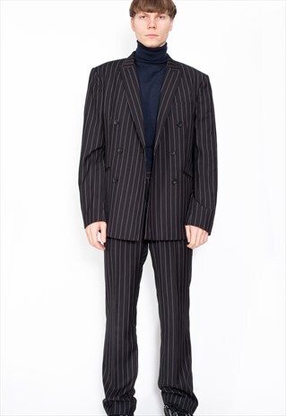VINTAGE 80S PINSTRIPE BLAZER & TROUSERS SUIT ID:1705