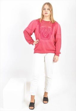 Vintage round neck knitwear jumper in pink