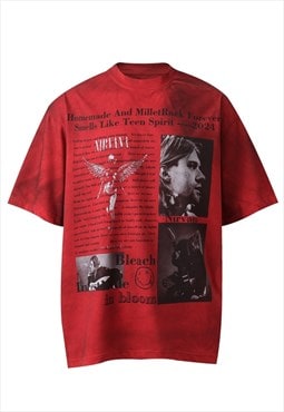 Punk rocker t-shirt teen spirit top band tee in vintage red