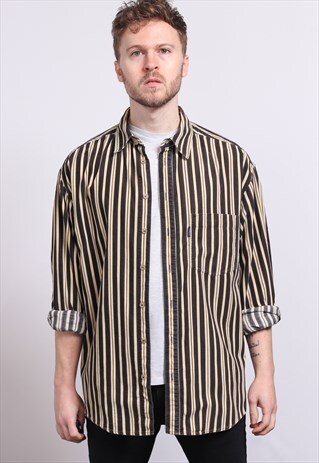 VINTAGE CORDUROY CORD STRIPED SHIRT