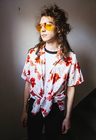 VINTAGE FLOWER PATTERNED SILK SHIRT