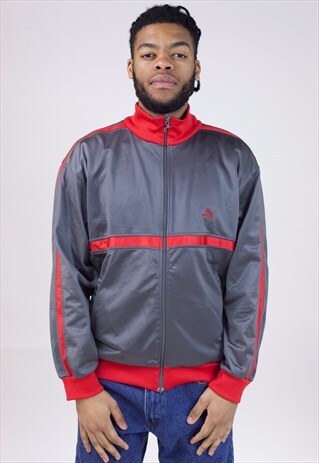 VINTAGE 90S PUMA GREY/RED ZIP-UP JACKET