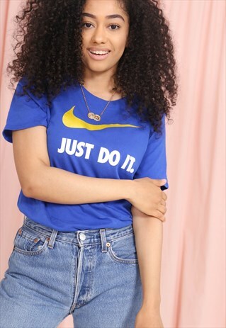 VINTAGE 90S NIKE JUST DO IT T-SHIRT IN BLUE