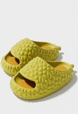 Open toe sliders reptile shoes chunky sole sandals in green