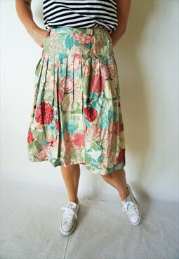 Vintage High Waist Summer Skirt Skirts Midi Floral 90s