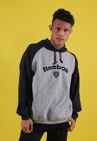 NAVY AND GREY REEBOK HOODIE