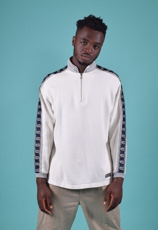 VINTAGE CHAMPION WHITE 1/4 ZIP SWEATSHIRT