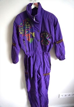 Vintage Onepiece Skiing Ski Suit Overall Jumpsuit Jacket