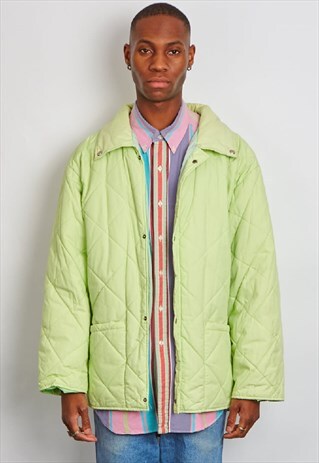 VINTAGE 80'S FILA NEON GREEN QUILTED JACKET
