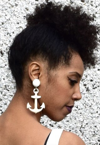 VINTAGE WHITE ANCHOR EARRINGS