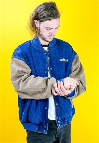 RETRO USA DENIM VARSITY COLLEGE JACKET
