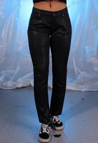 VINTAGE MOSCHINO BLACK SATIN SKINNY JEANS