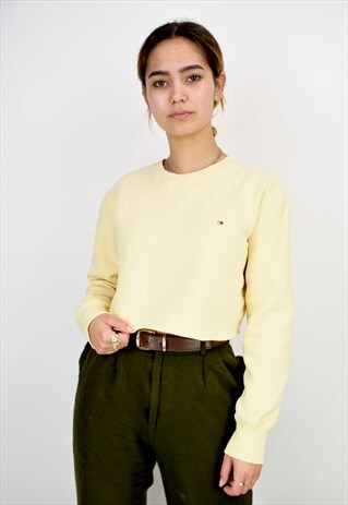 VINTAGE 90'S TOMMY HILFIGER LOGO CROPPED SWEATSHIRT