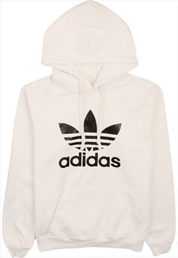 Vintage 90's Adidas Hoodie Spellout Pullover White Small