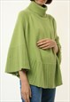 VINTAGE WOMAN GREEN WOOKNITTED CAPE COAT 4372