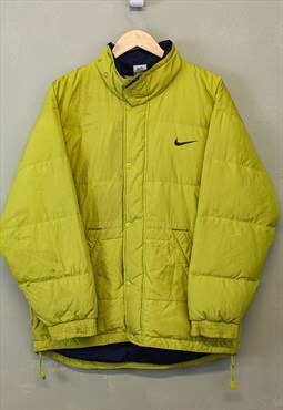 Vintage Nike Puffer Coat Yellow Zip Up With Swoosh Logo