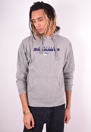 NFL MENS VINTAGE HOODIE JUMPER MEDIUM GREY 90'S