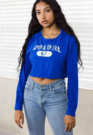 VINTAGE RALPH LAUREN REWORKED CROP TOP LOGO 90S X 4.2
