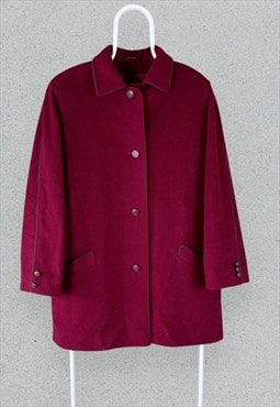 Daks London Red Wine Overcoat Jacket Pure Wool Womens UK 16