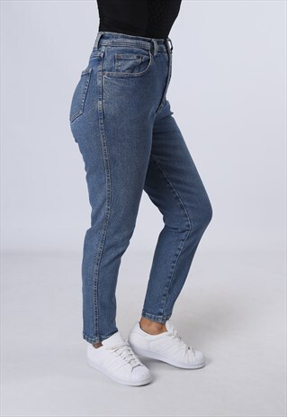 DENIM JEANS BILL BASS HIGH WAISTED TAPERED UK 12 (DK4B)