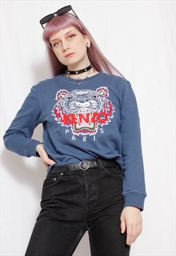 90s grunge y2k vintage KENZO Paris iconic tiger blue jumper