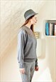 GREY KNITTED VINTAGE JUMPER WITH CORDUROY DETAIL