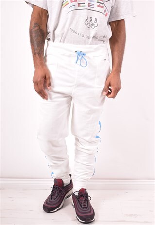 LEVI'S MENS VINTAGE TRACKSUIT TROUSERS XL WHITE 90S