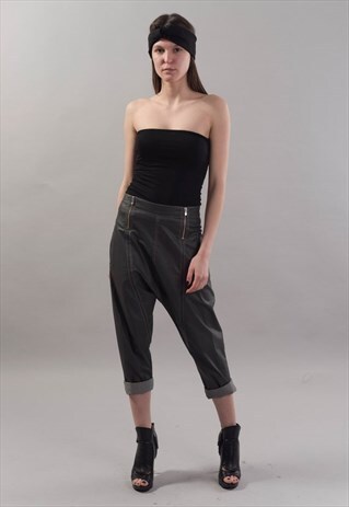 TRACK PANTS/LOOSE/DROP CROTCH/HAREM/DENIM/TROUSERS/F1817