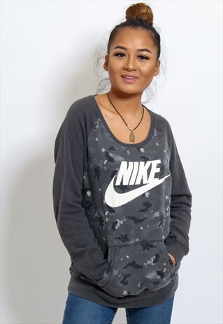 VINTAGE NIKE LOGO SWEATER GREY LARGE