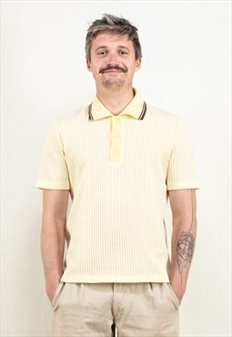 Vintage 70's Men Polo Banlon Shirt in Yellow